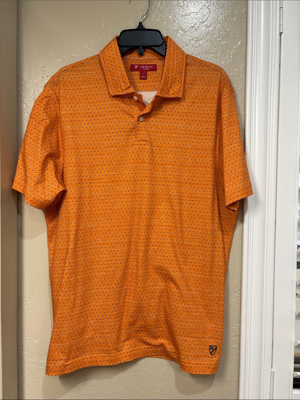 Daniel Cremieux Men's Orange Short-Sleeve Polo with Micro Pattern